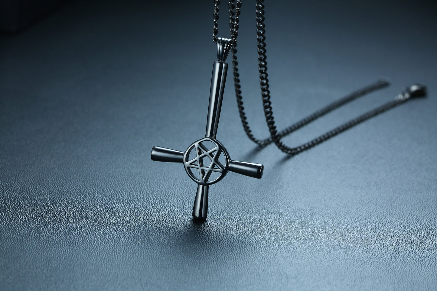 New Product Stainless Steel Satan Cross Pendant Steel Color