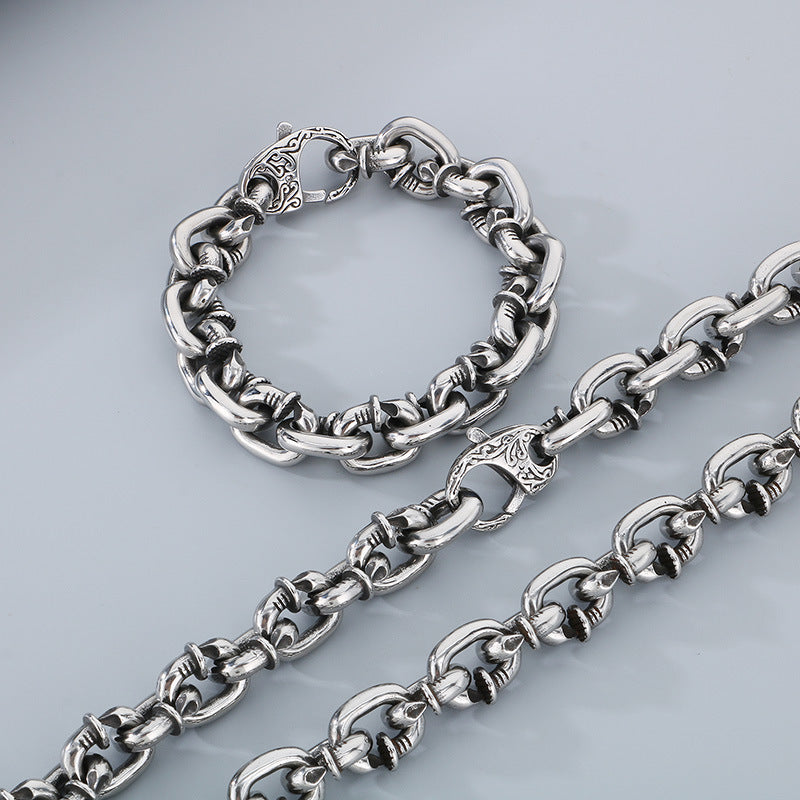 Planderful Domineering Nail Necklace Men Stainless Steel