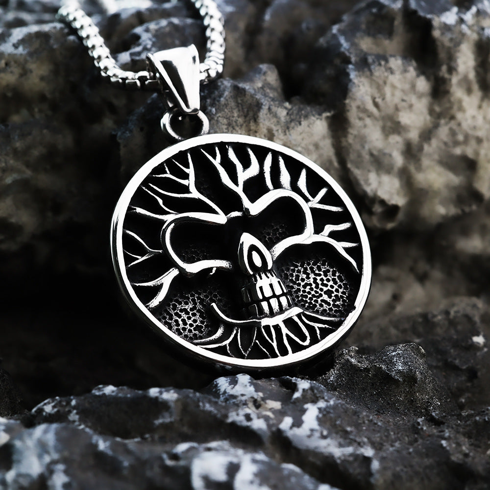 Nordic Retro Stainless Steel Single-Sided Viking Tree Pendant
