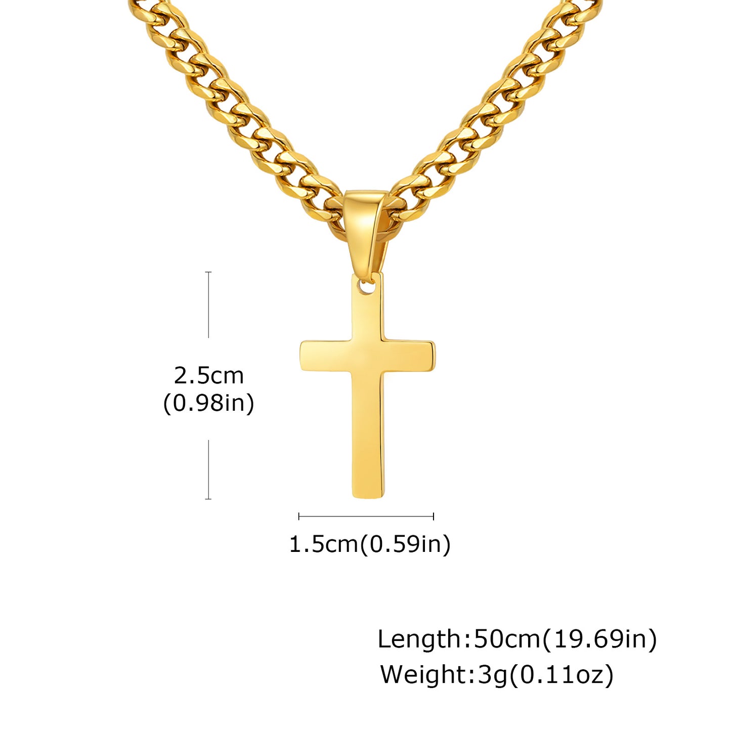 Planderful Stainless Steel Cross Necklace For Men Hip Hop