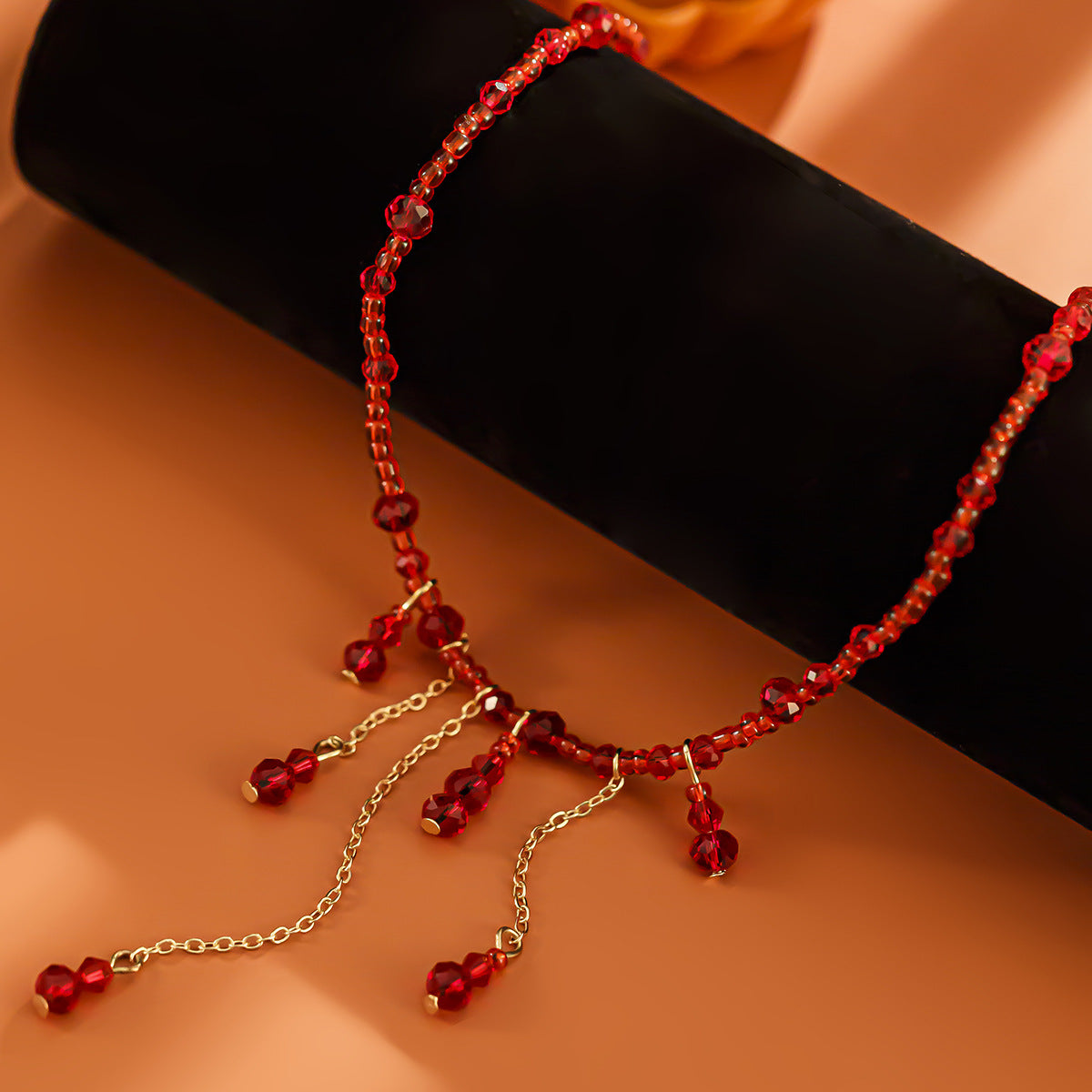 Gothic Red Crystal-Style Drip Choker