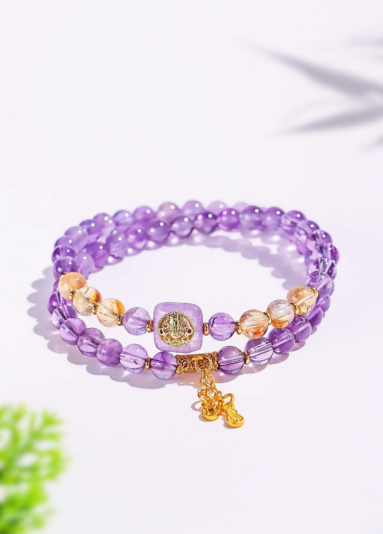 Planderful Fortune's Favor Bracelet – Elegant Amethyst Double Circle Design