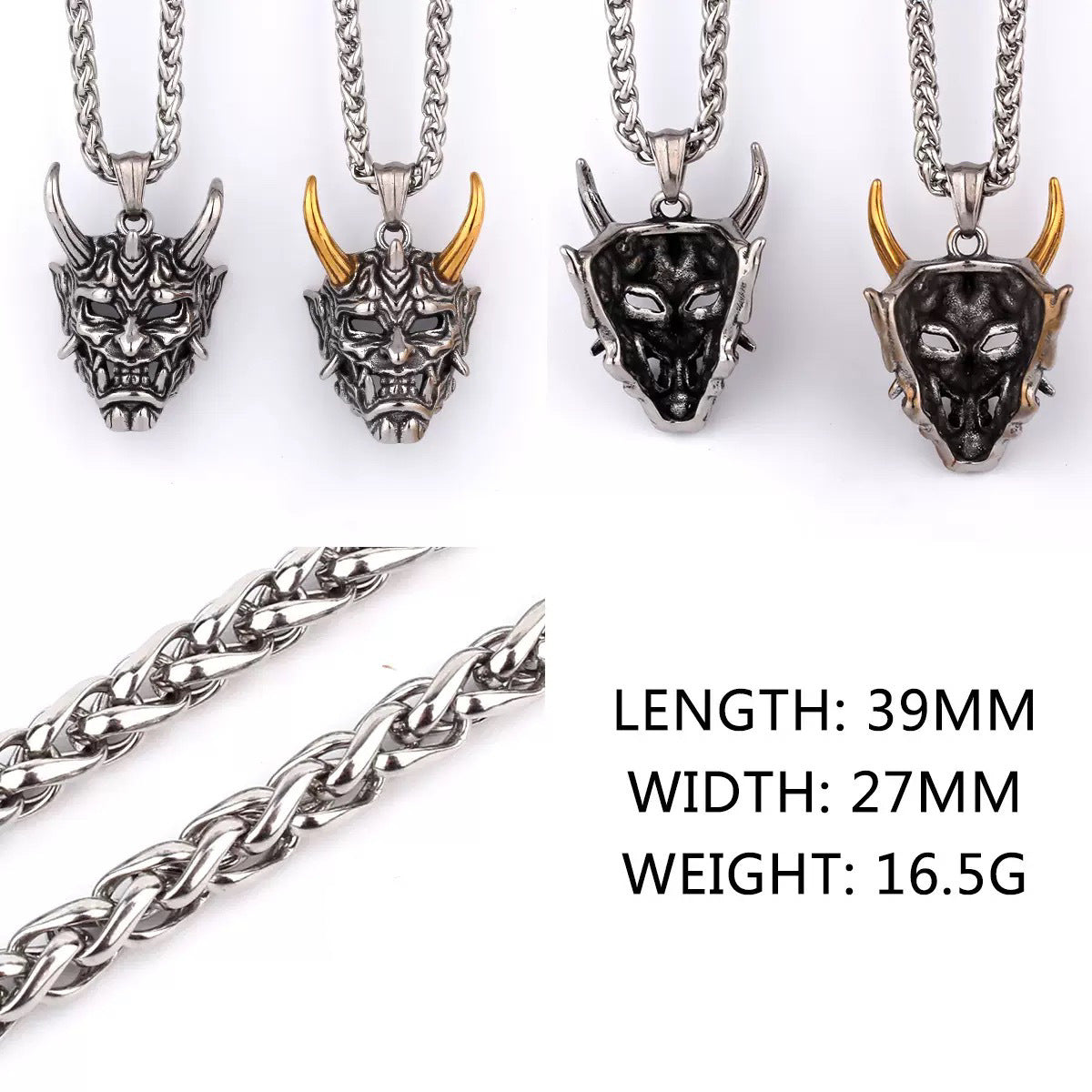 Planderful Skeleton Pendant Necklace Titanium Steel Gothic Ghost King Mask For Men