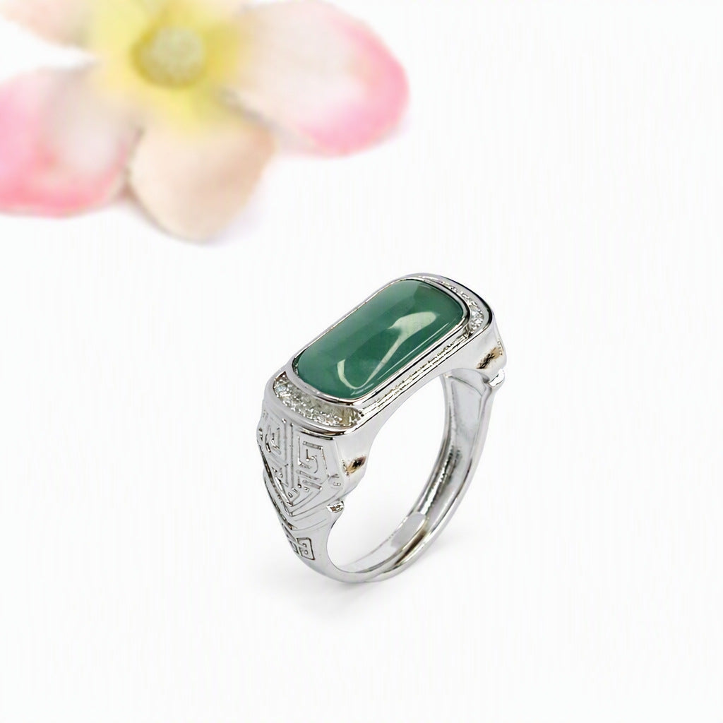 Blue Water Jadeite Saddle Ring