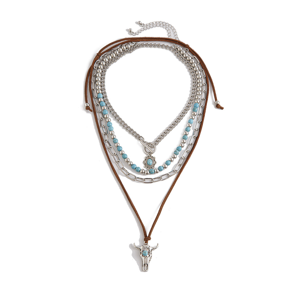 Western Bull Head Turquoise-Style Necklace