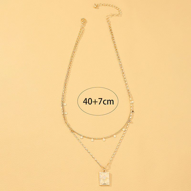 Eight-Star Pendant Necklace Collar with Metal Encrusted Design