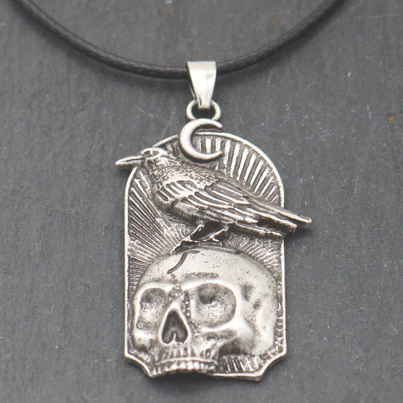 Planderful Celtic Skull Moon Necklace Punk Men Women