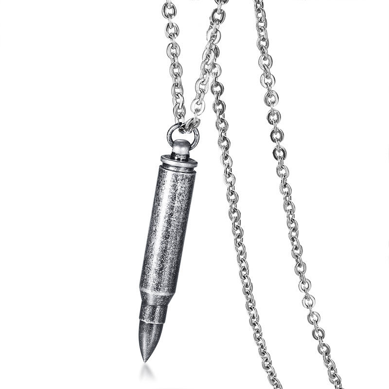 Stainless Steel Bullet Pendant Necklace Personalized Hip Hop Jewelry