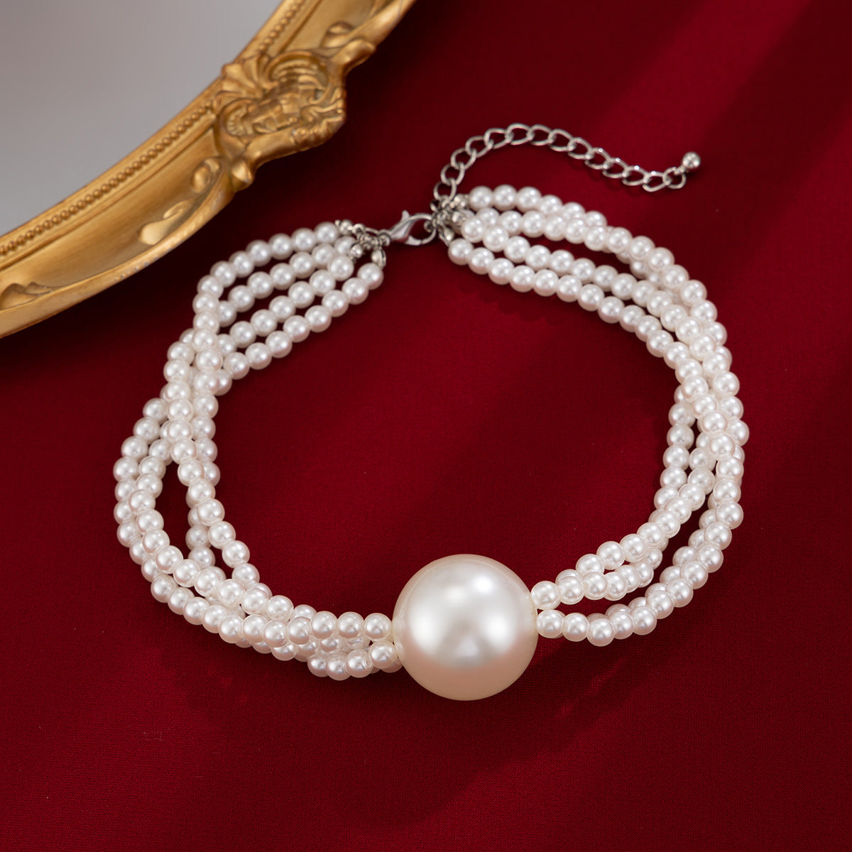 Bold Pearl-Style Bead Layered Necklace