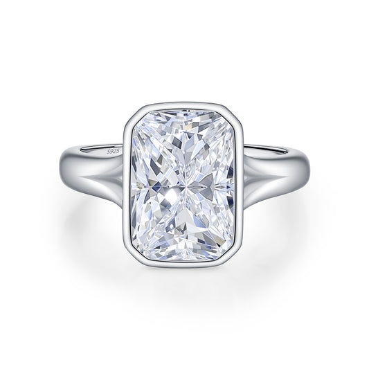 S925 Sterling Silver Cushion-Cut Moissanite Statement Ring