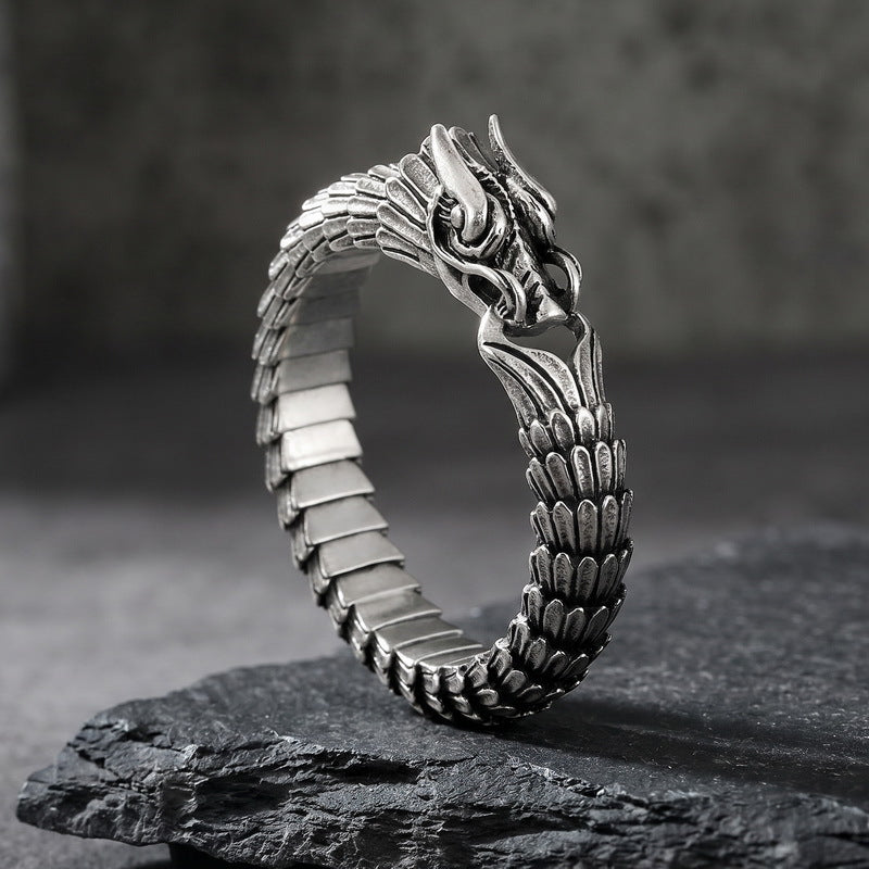 Zodiac Dragon Bracelet – Dragon Scale Pattern Men's Bracelet Stainless Steel Keel