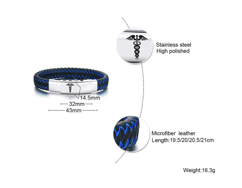 Textured Black Stainless Steel Bracelet for Men