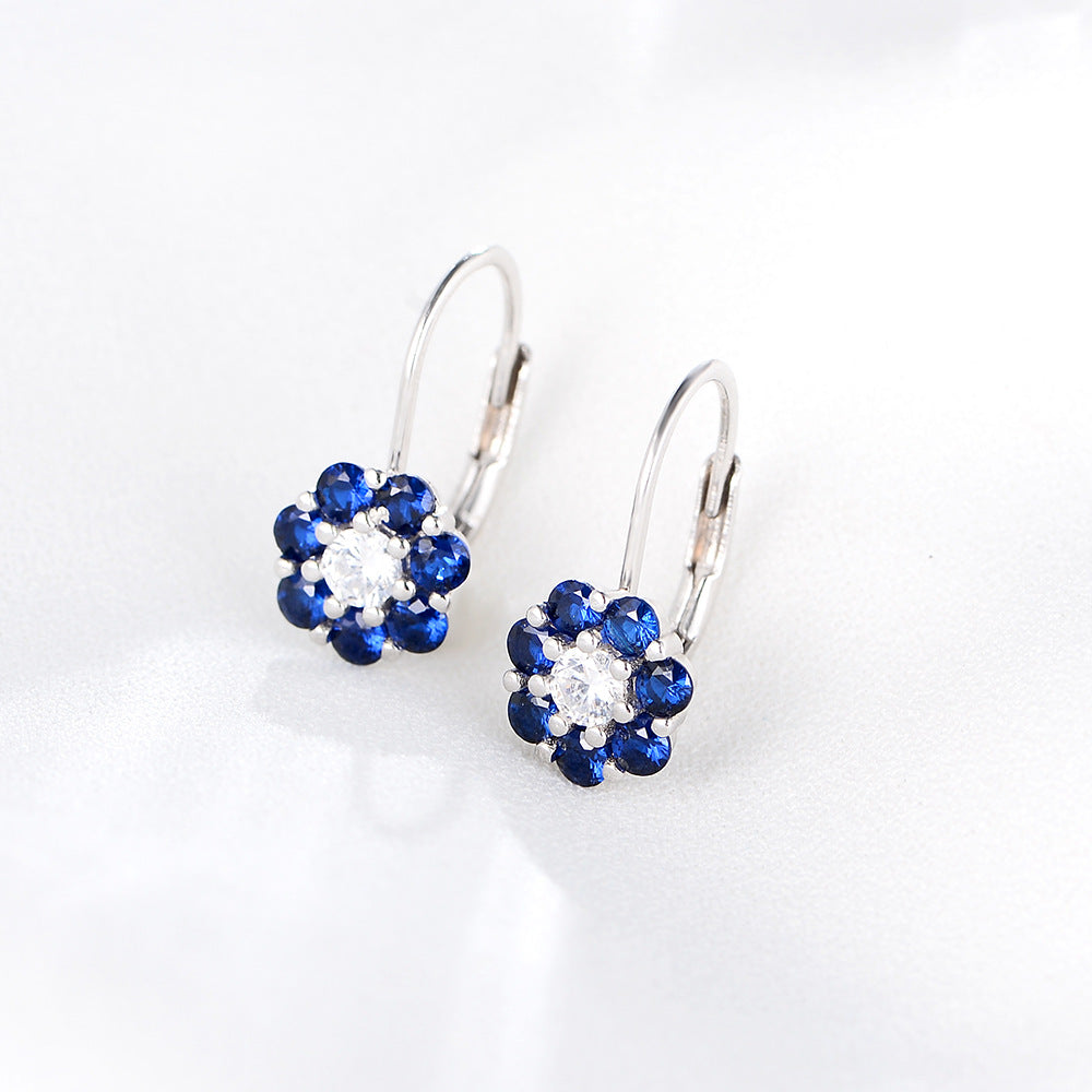 Retro Color Zircon Flower Ear Buckle Earrings Style Earrings High-End Earrings
