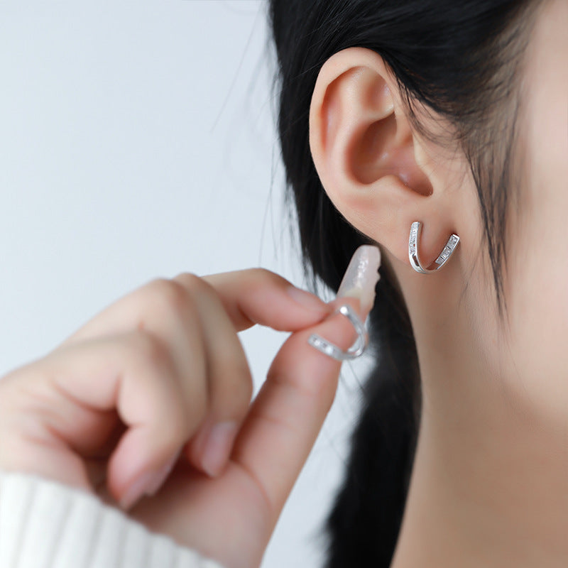 U-Shaped Stud 925 Sterling Silver Earrings