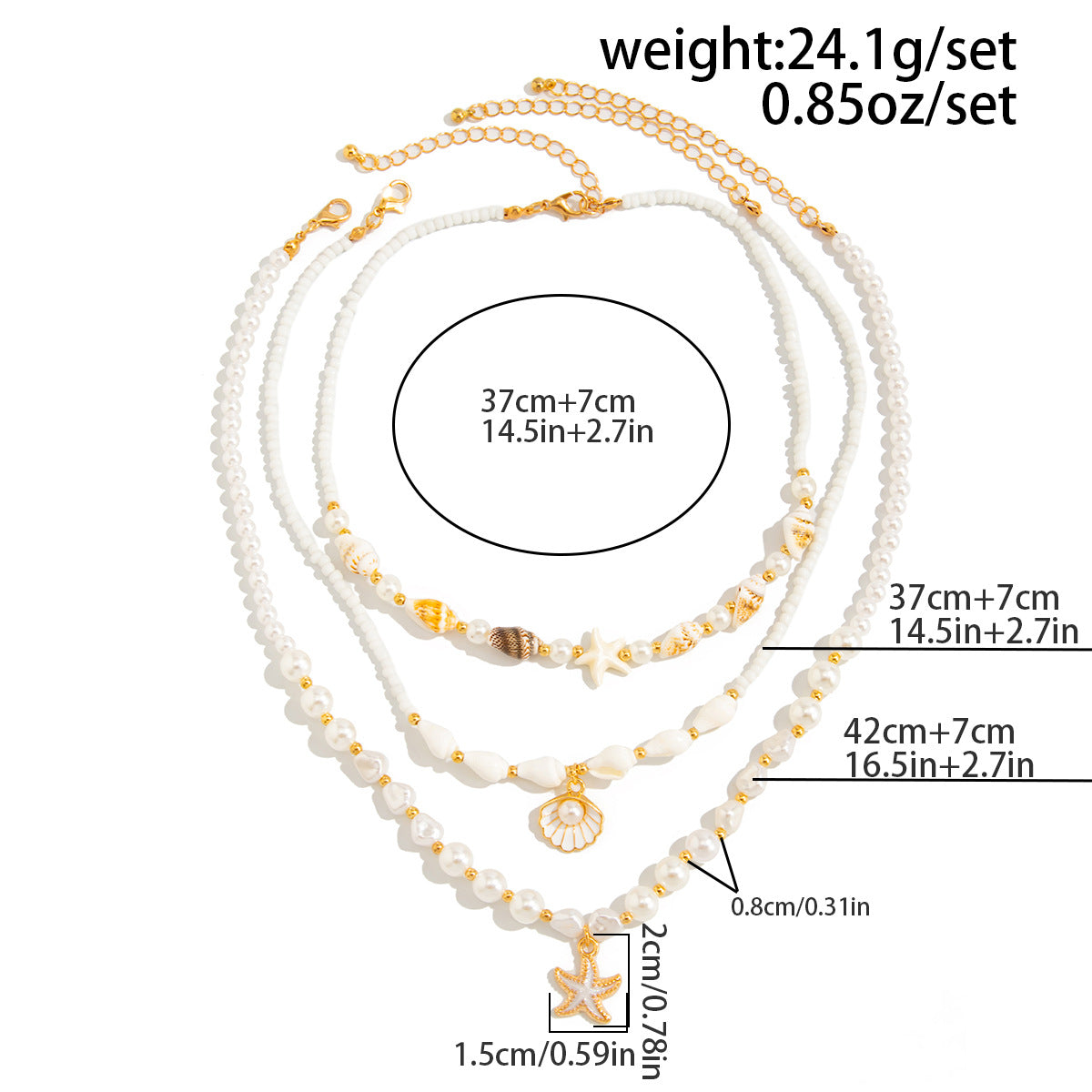 Scallop, Starfish & Pearl-Style Beach Necklace