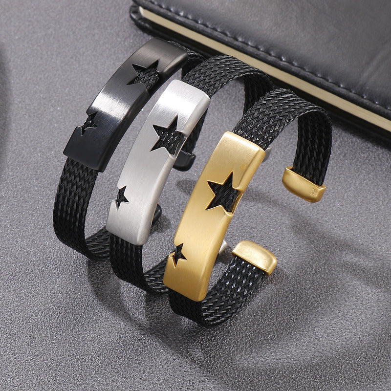 Atmosphere Five-Pointed Star Opening Men's Titanium Steel Bracelet