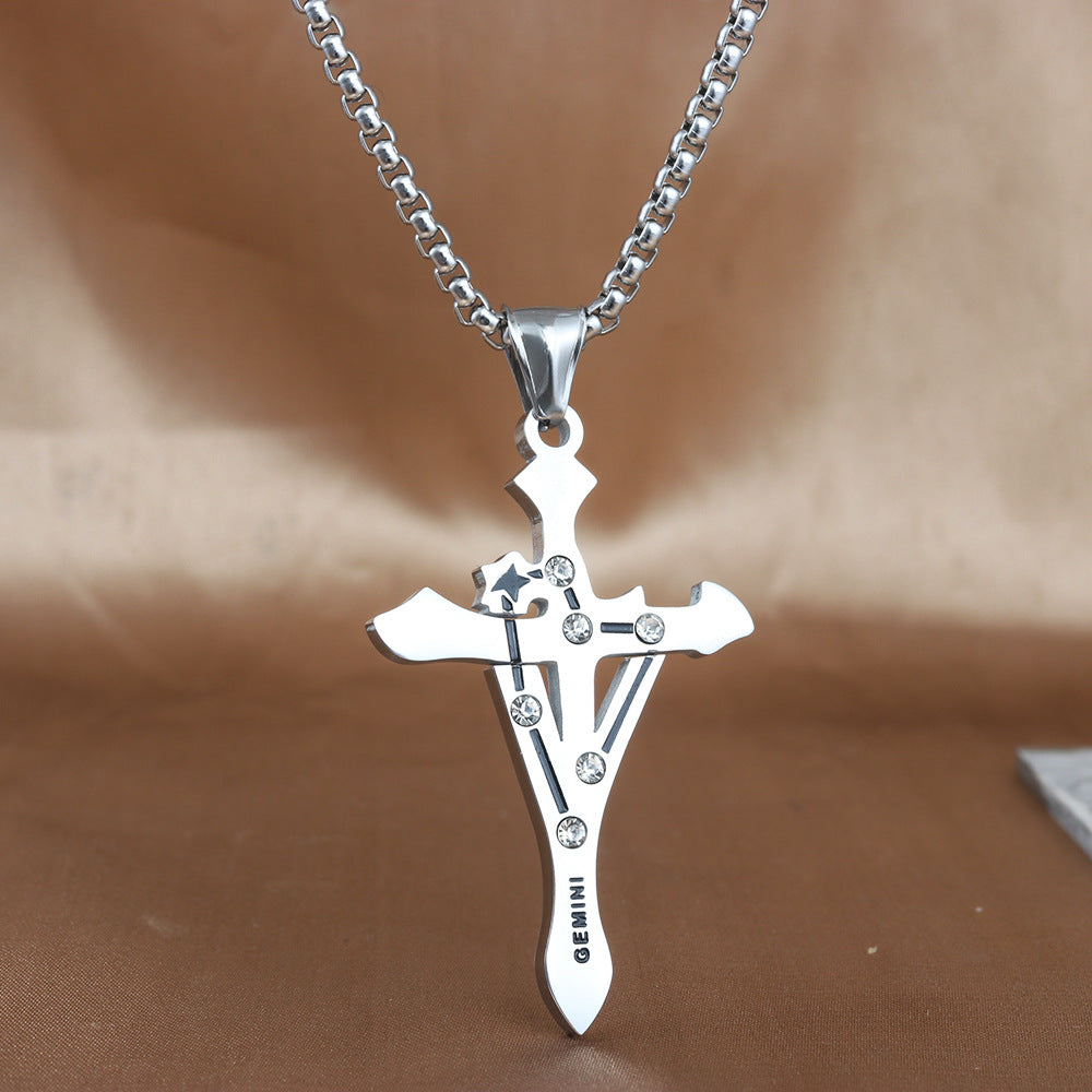 European And American Stainless Steel Constellation Cross Pendant