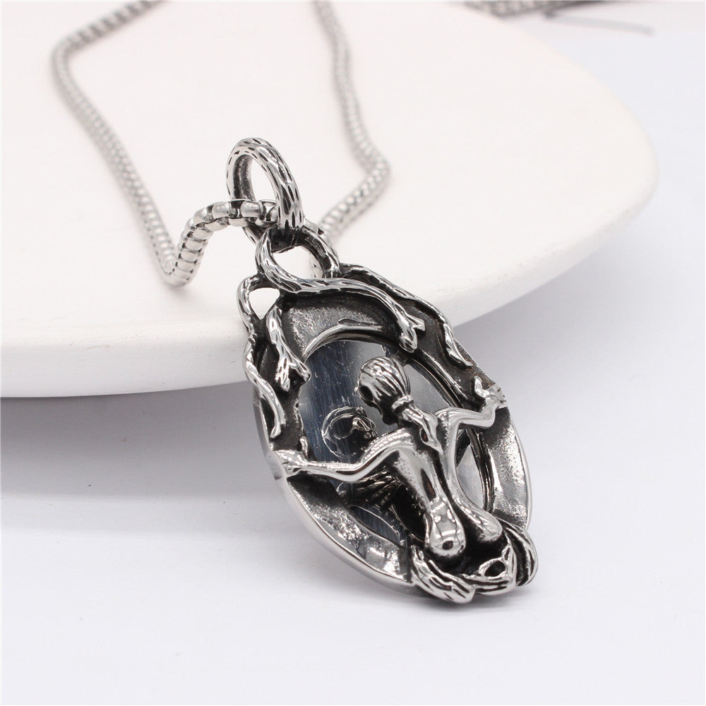 Mirror Skull Titanium Steel Pendant Necklace