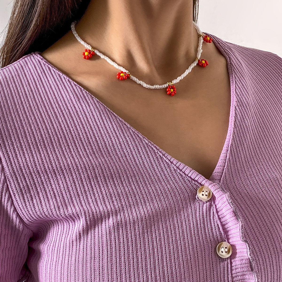 Planderful Vienna Verve Daisy Fringe Collarbone Necklace For Women Elegant Holiday Style