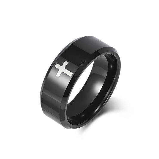 Planderful Laser Cross Tungsten Ring For Men And Women Couple Wedding Band Premium