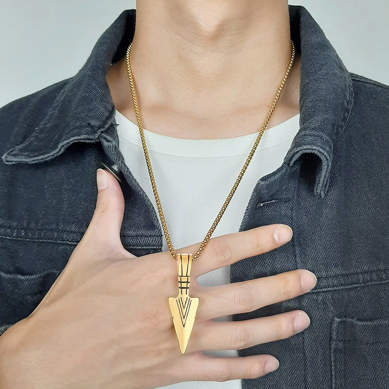 Spearhead Pendant Hip-Hop Wind Titanium Steel Necklace Men's Titanium Steel Pendant