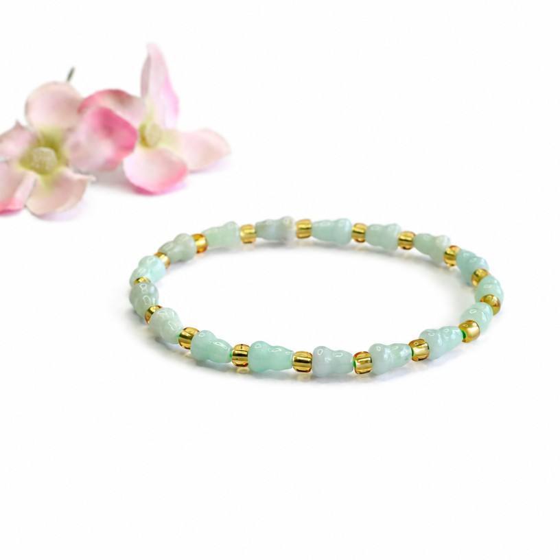 Jadeite Gourd 5*7 mm Beaded Bracelet