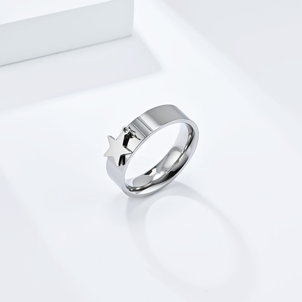 Cross-Border Neutral Wind Star Moon Butterfly Cross Titanium Steel Ring for Men and Children