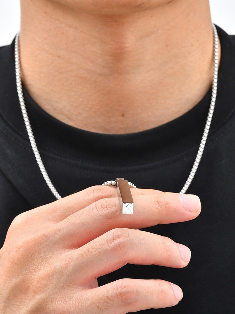 Hot-Selling Urban Minimalist Style – Stainless Steel Rectangular Strip Letter Pendant – Necklace