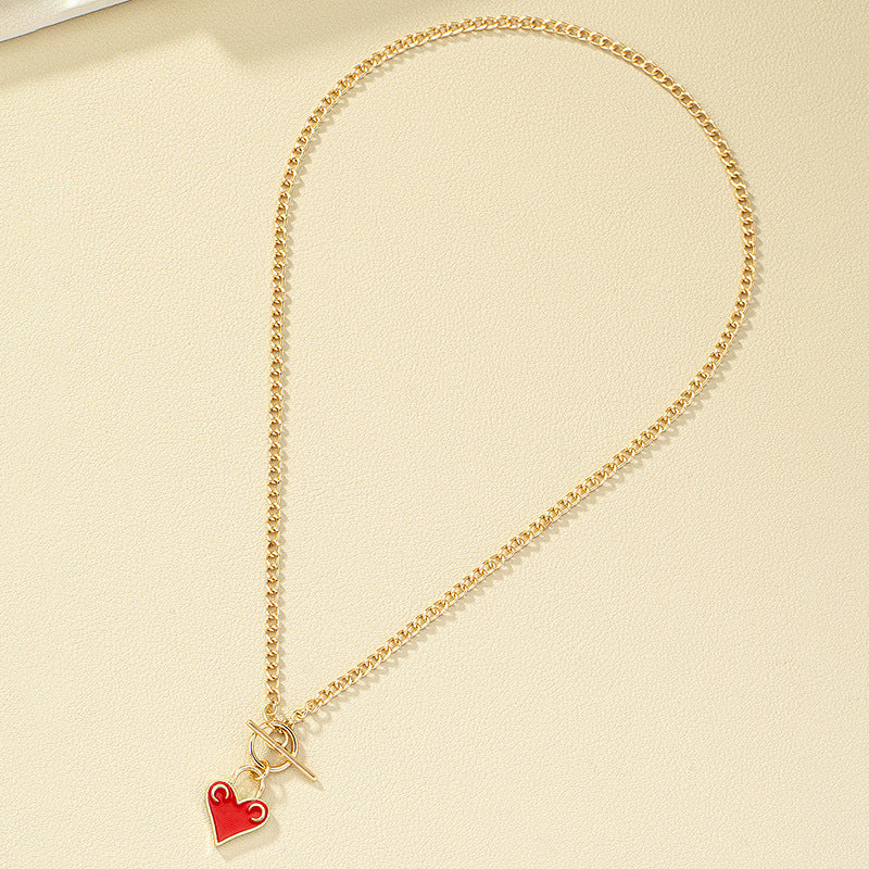 Trendy Glazed Love Pendant Clavicle Chain Necklace - Vienna Verve Collection