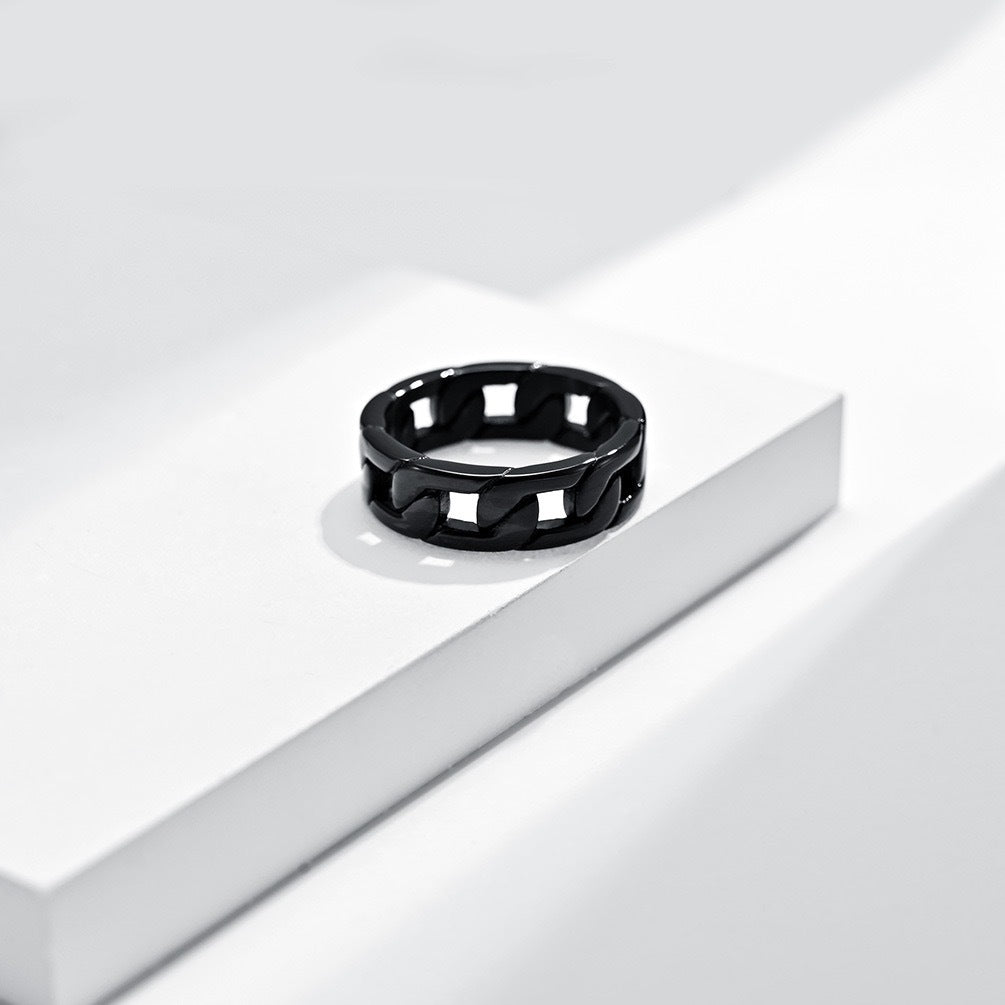 Planderful Everyday Genie Titanium Steel Durable Cuban Chain Ring For Men And Women Unisex Trendy Jewelry Sizes 7 To 12