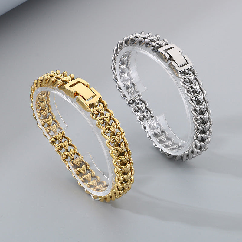 Planderful Men Bracelet Gold Plated Interwoven Love Chain