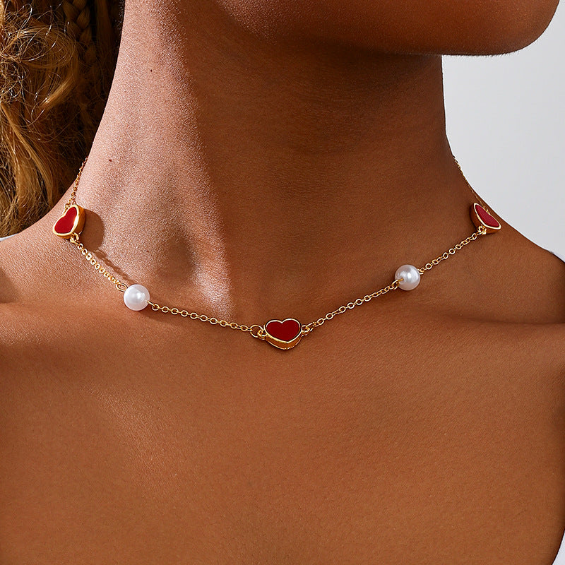 Planderful Vienna Verve Necklace – Elegant Metal Design with Red Love Pearls