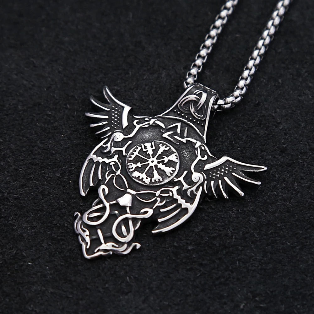 Vintage Viking Compass Stainless Steel Men's Pendant Necklace