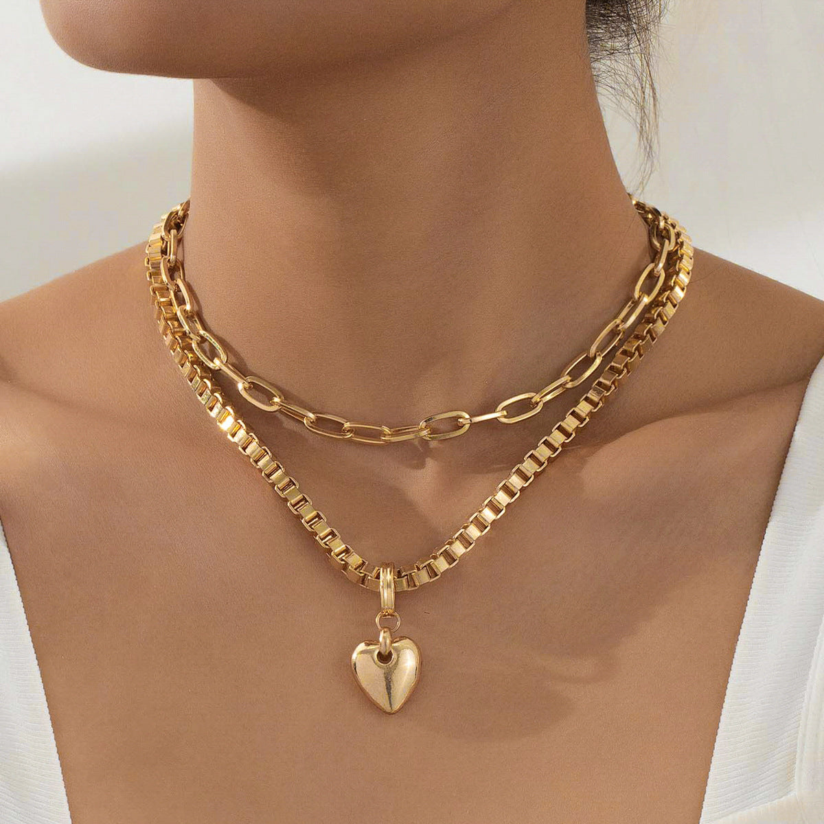 Planderful Vienna Verve Necklace – Stylish Double Stacked Cuban Metal Chain