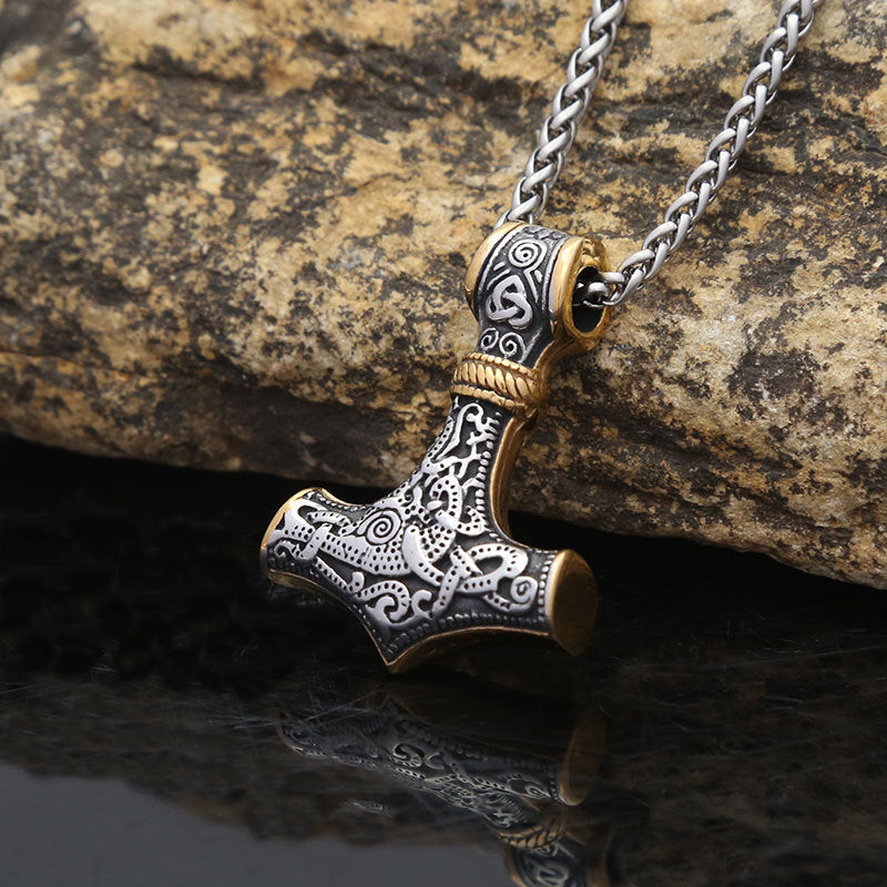 Odin Triangular Knot Logo Pendant Men's Titanium Necklace