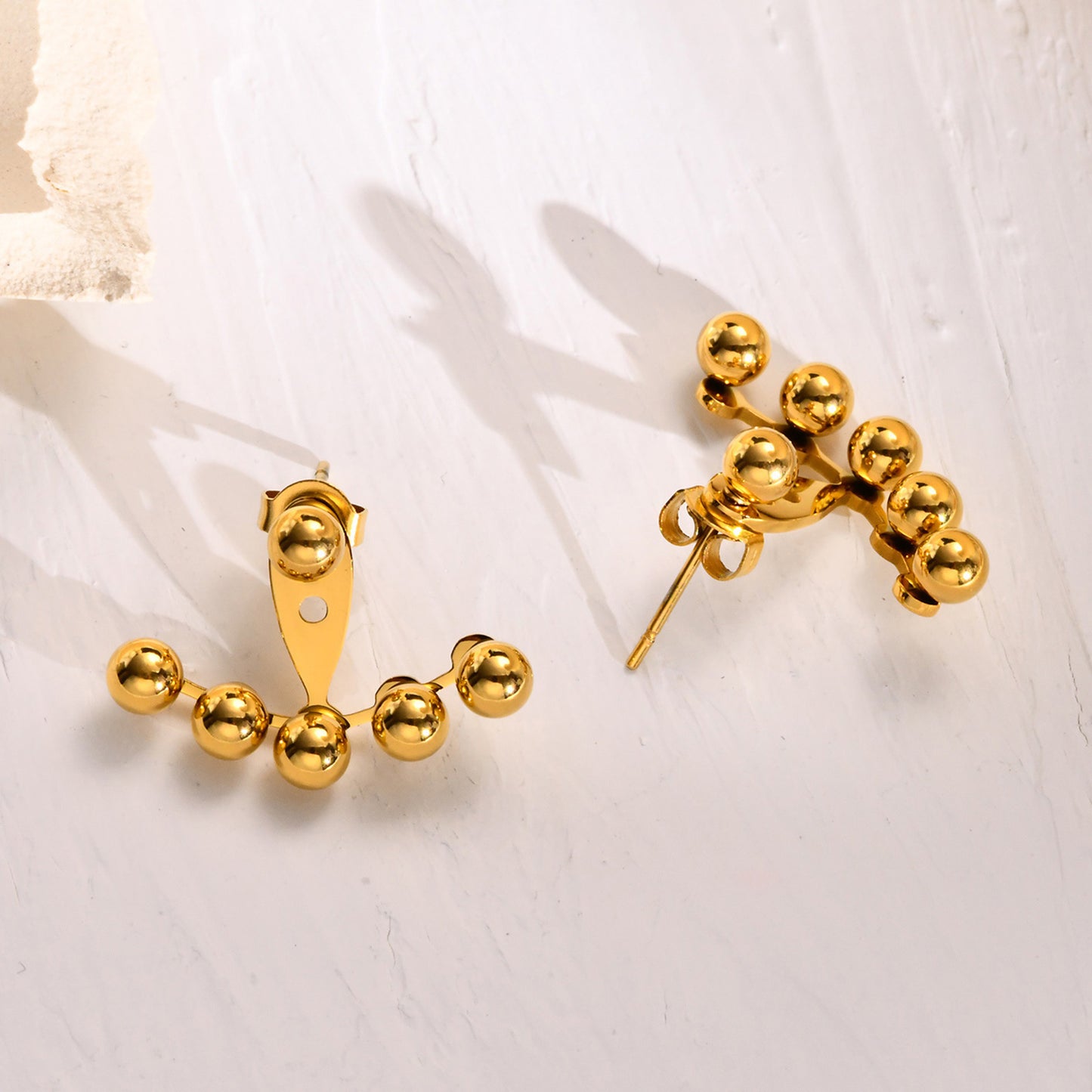 Stainless Steel Ball Earrings Gold Ladies Adjustable Wholesale