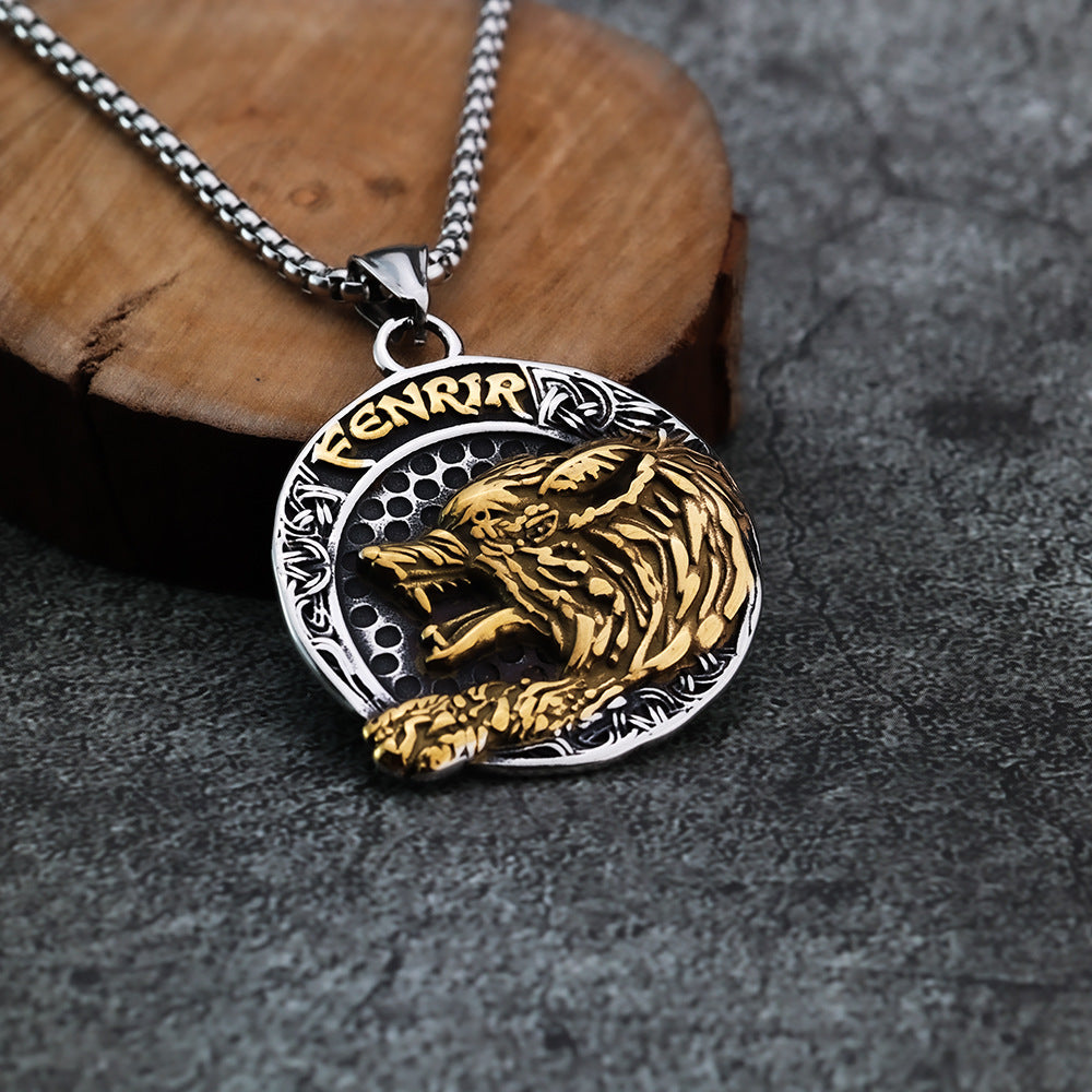 European And American Style Viking Wind Wolf FENRIR Compass Pendant
