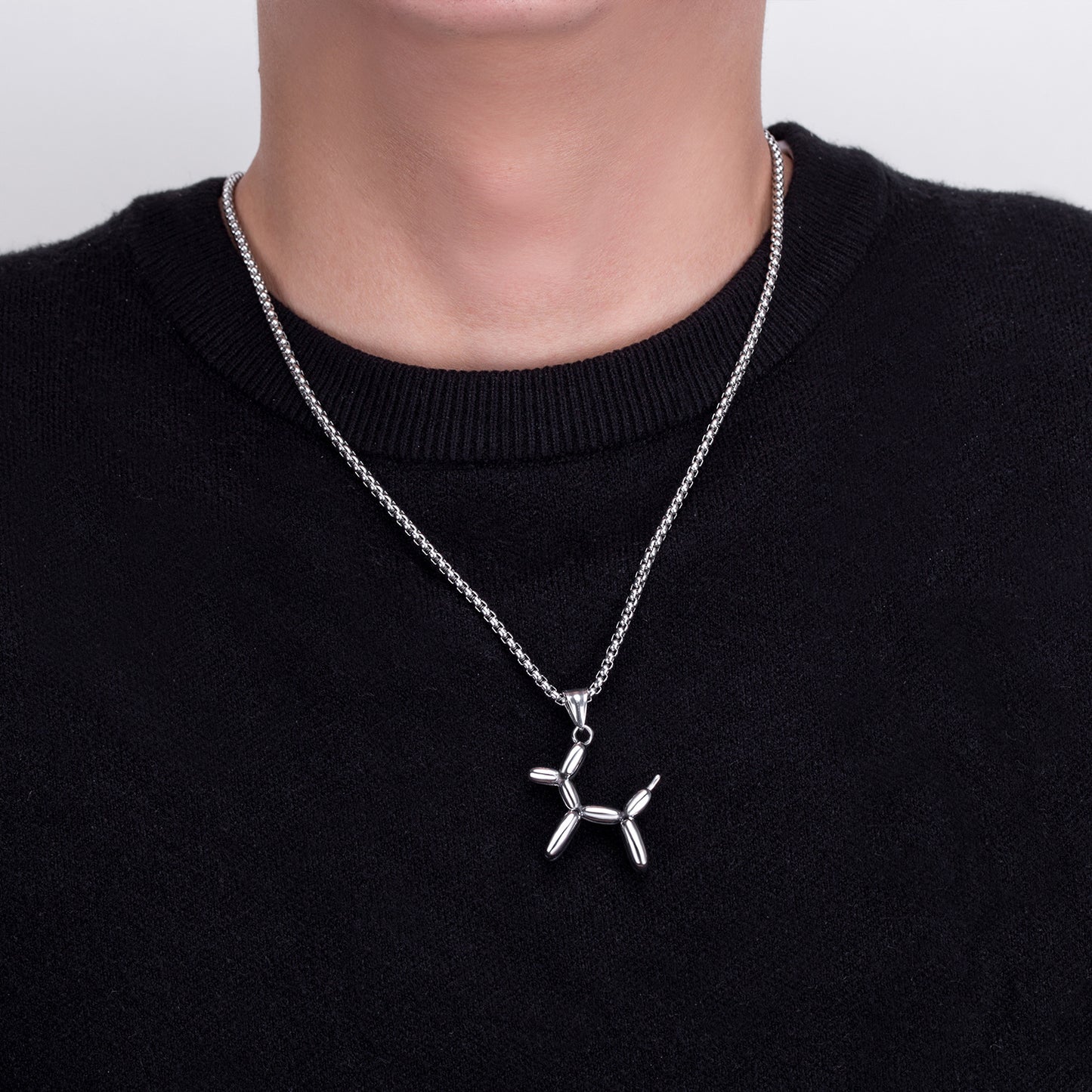 Steel Necklace – Statement Balloon Dog Pendant