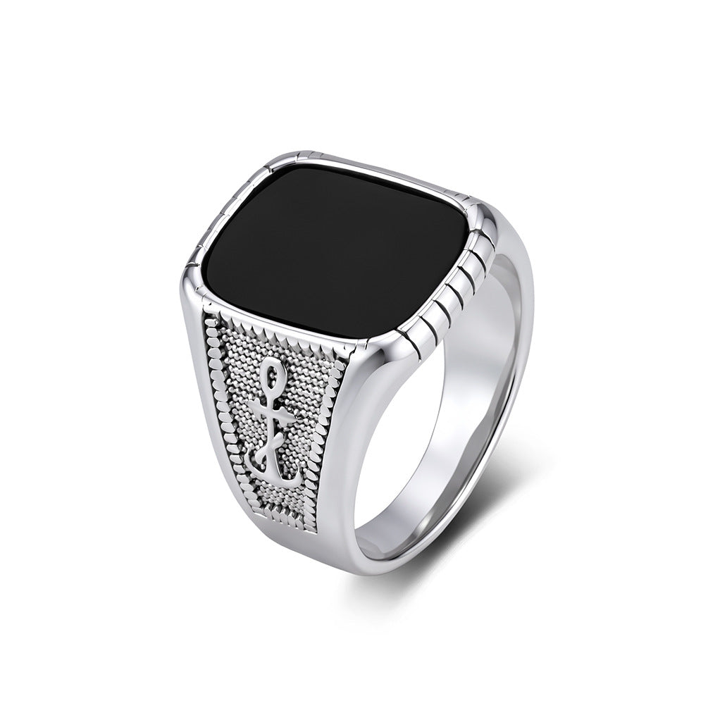Anchor Middle Stainless Steel Men's Ring
