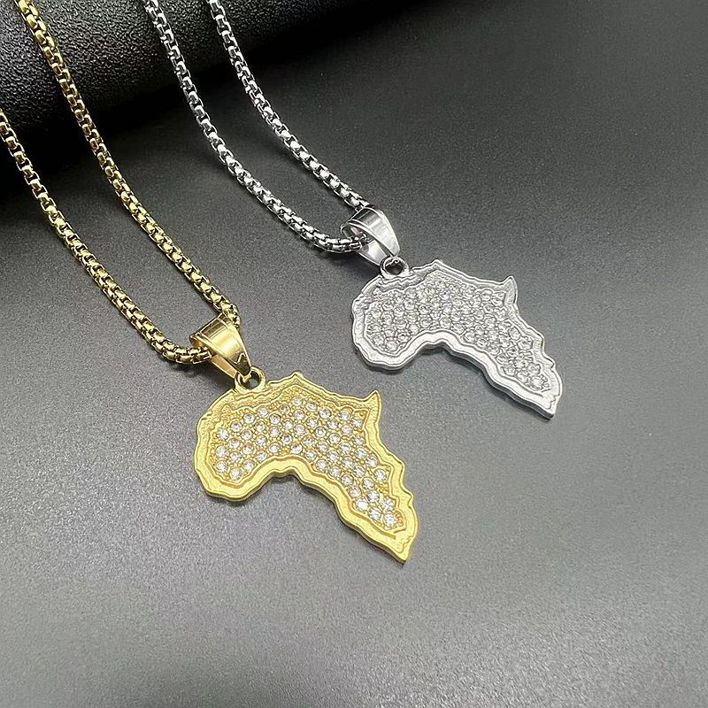 Steel Necklace - Statement Africa Map Pendant