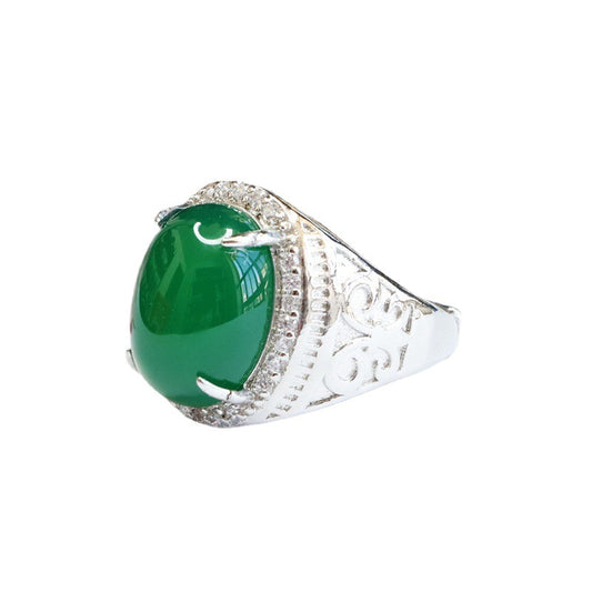 Green Chalcedony Sterling Silver Ring - Fortune's Favor Collection