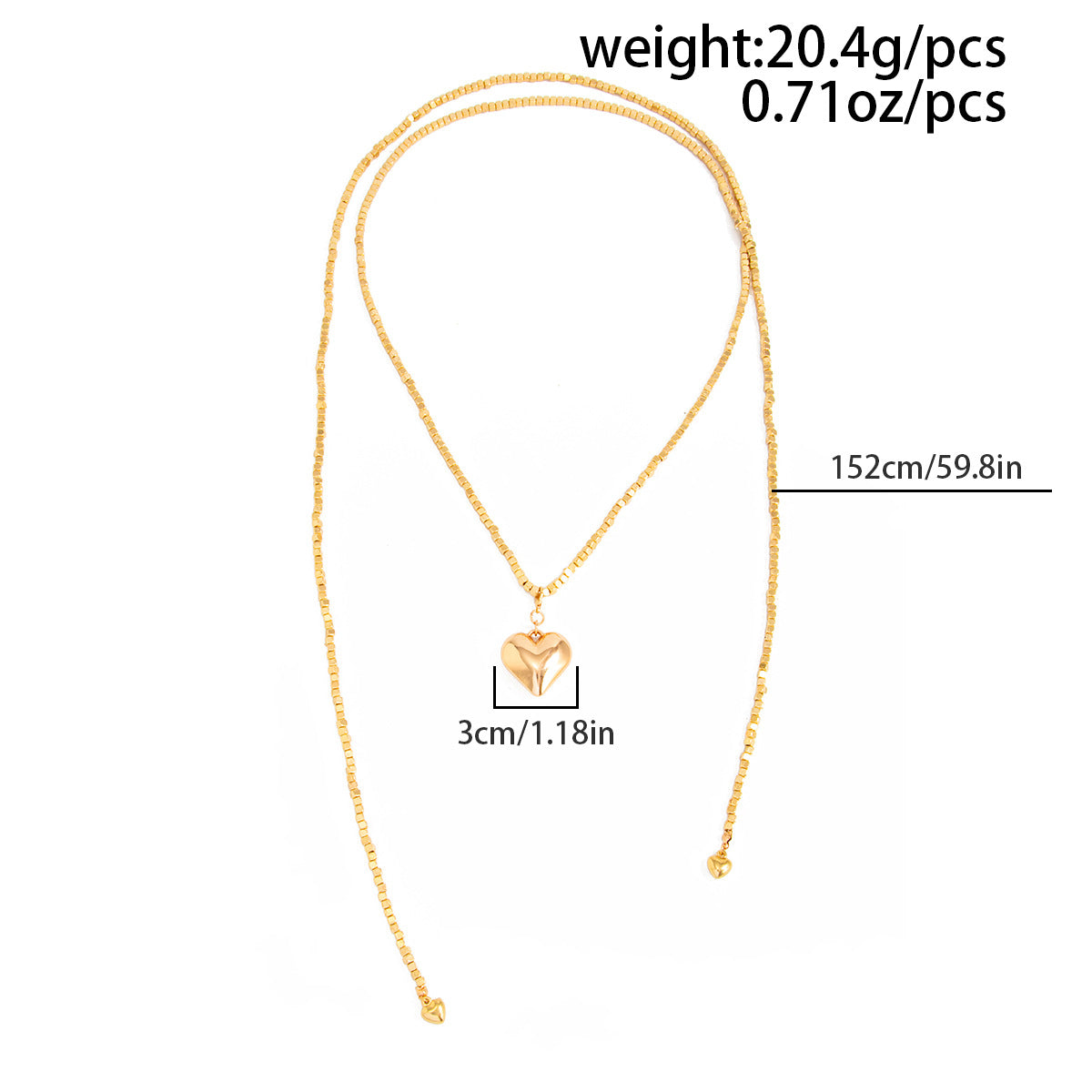 Special-Shaped Ccb Beaded Necklace Love-Shaped Fringed Y-Shaped Long Wrapped Neck Chain