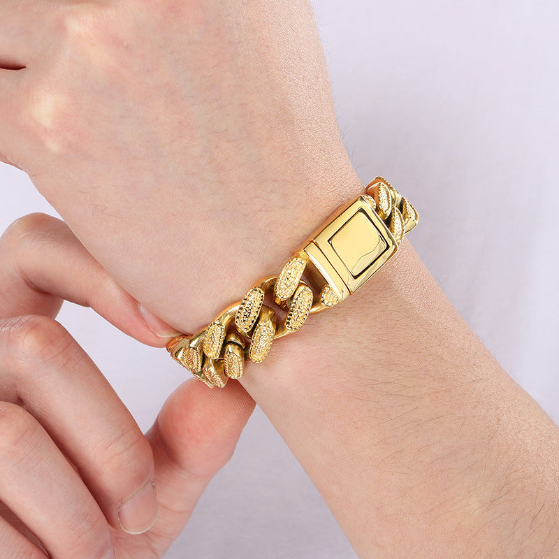 Planderful Everyday Genie Men Titanium Steel Cuban Bracelet