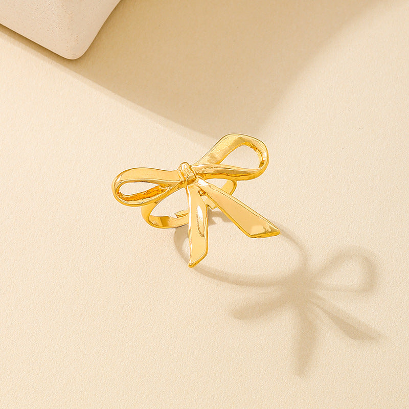 Fashionable Metal Bow Sunflower Ring for Women by Planderful