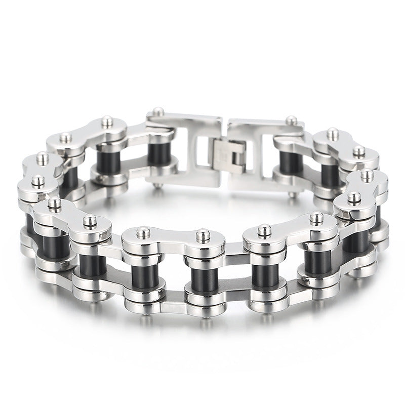 Titanium Steel Men's Bicycle Bracelet - 18mm Hip-Hop Rock Style Locomotive Chain for European and American Men