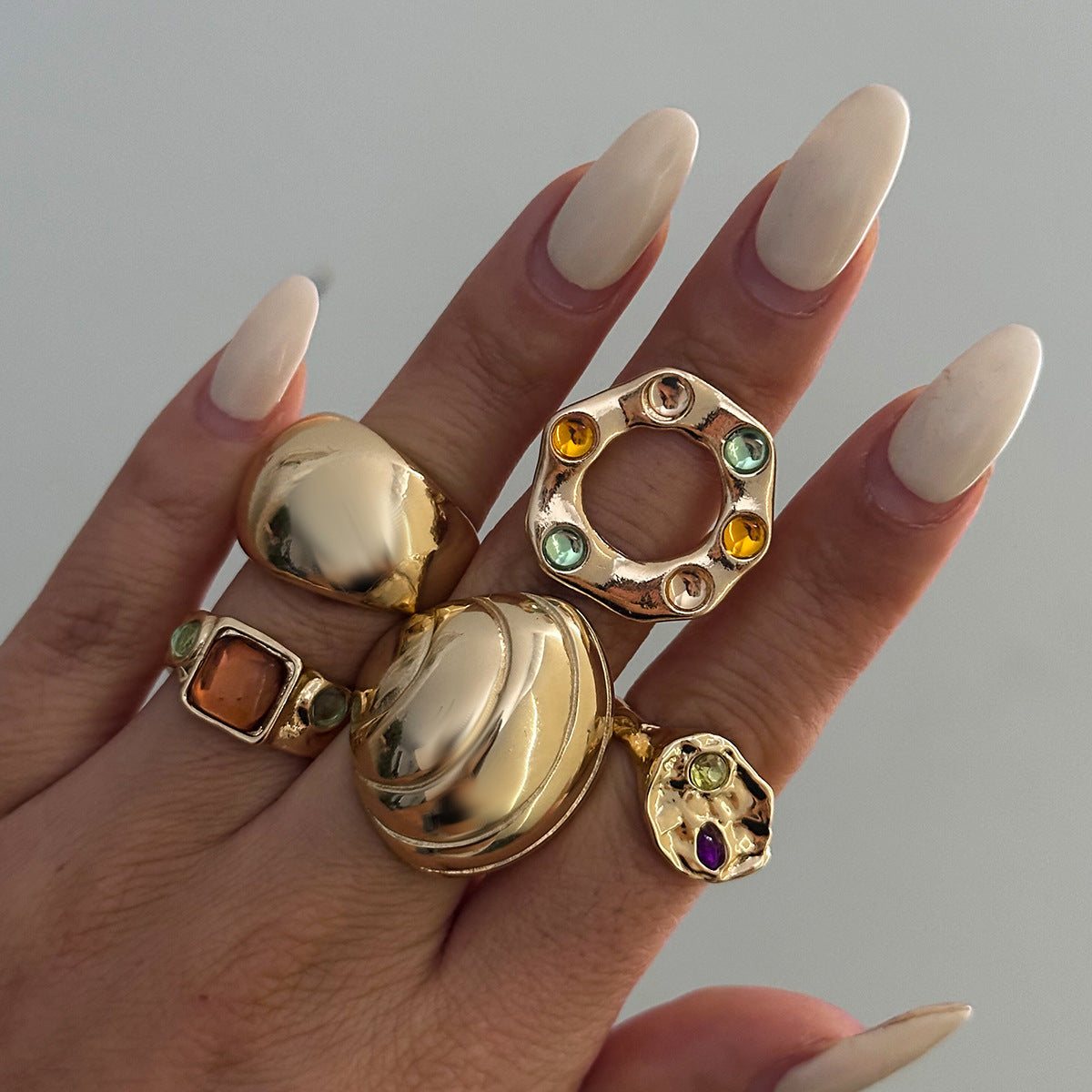 Planderful Vienna Verve Jewelry Set – Retro Exaggerated Design with Adjustable Ring