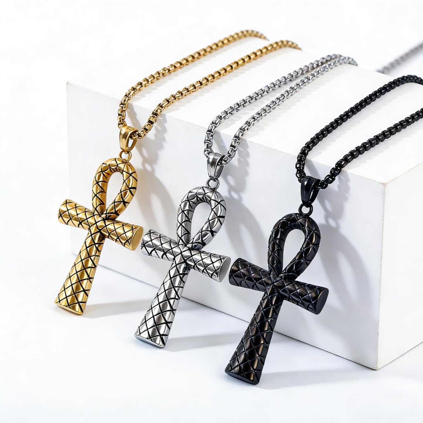 Ankh Cross Necklace Titanium Steel Pendant For Men By Planderful Everyday Genie Hip Hop Retro Style