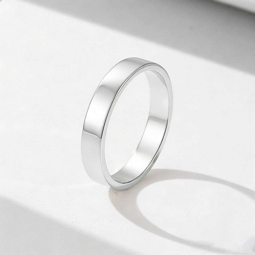 S925 Silver Minimalist Smooth Plain Ring, Foreign Trade And Gold-Plated Wide Plain Ring