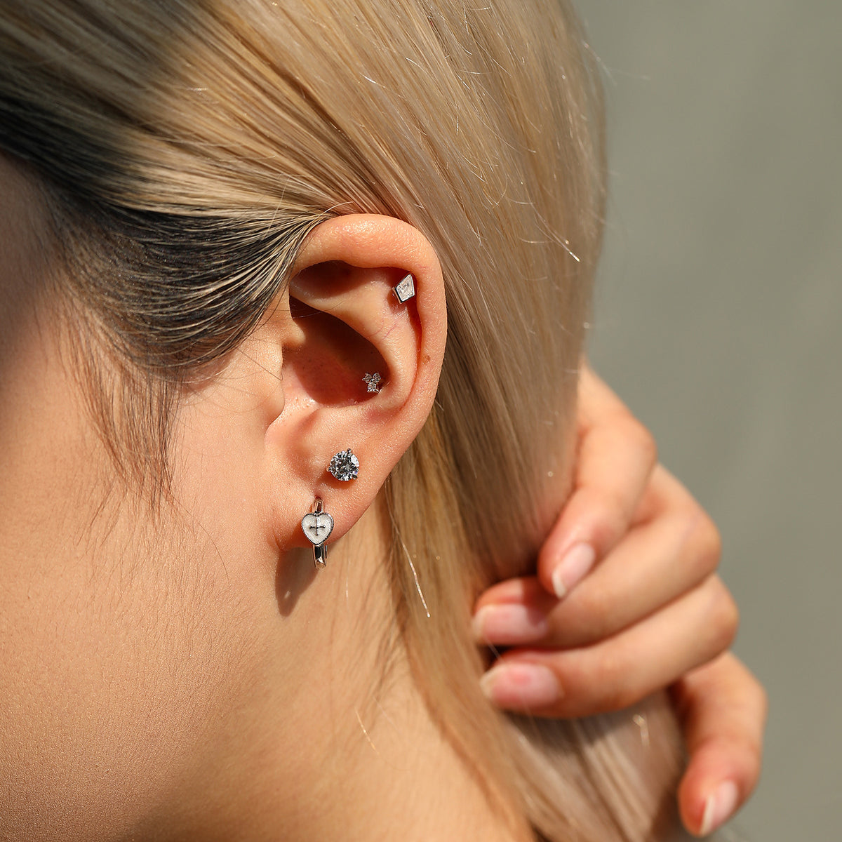925 Sterling Silver Kite-Cut Moissanite Threaded Stud Earring