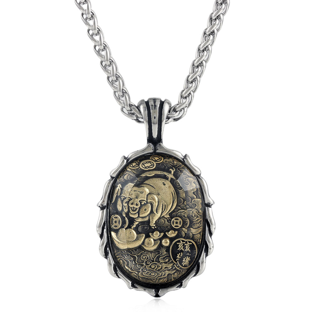 European And American Titanium Steel Animal Zodiac Pendant